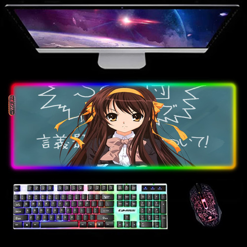 Alfombrilla Mouse Led Suzumiya Haruhi Rgb Para Mat Xl Juego