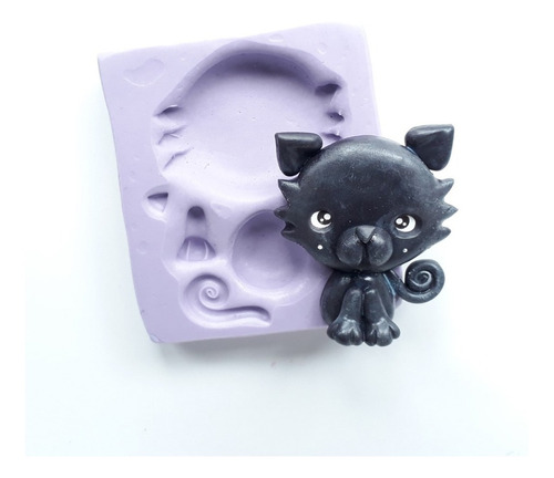 Molde Silicona Fácil Y Práctico Porcelana Fría Gatito 001