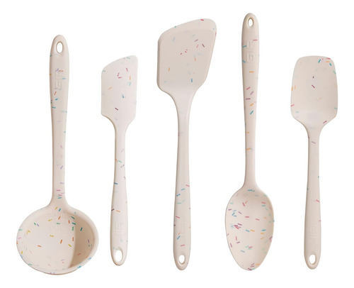 Juego De 5 Utensilios De Silicona - Cucharón, Espátula, Abat