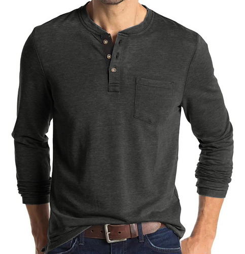 Camiseta Lisa De Manga Larga Con Cuello Redondo Para Uso Dia