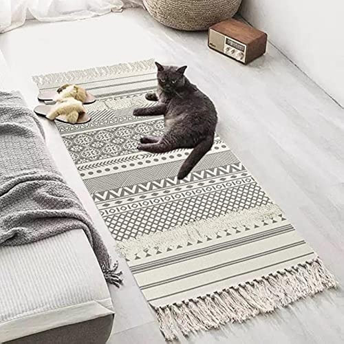 Seavish Boho Runner Rug,2x4.4 Cotton Area Rug Alfombra De Do