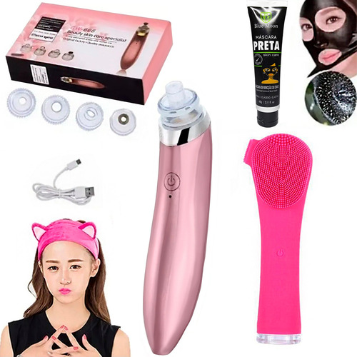 Kit Limpeza Pele Peeling Diamante Esponja Elétrica Máscara 