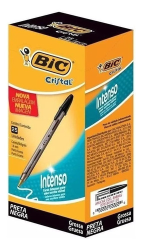 Boligrafo Bic Cristal Bold 1.6mm Intenso Color Negro X 25un.