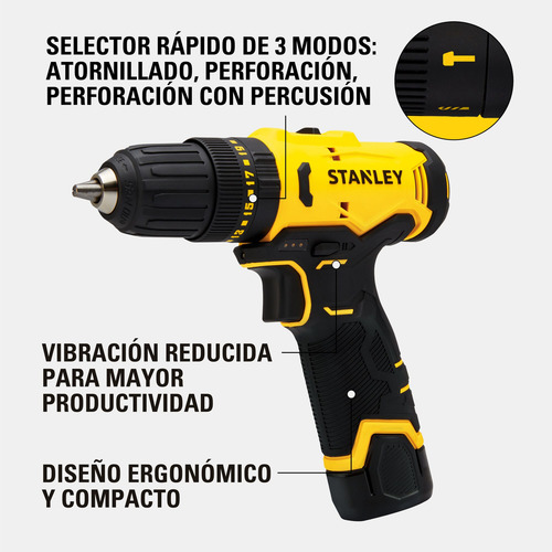 Kit Taladro Percutor Stanley Sch10d2k-ar 12v 10mm Maletín Naranja 50 Hz/60 Hz