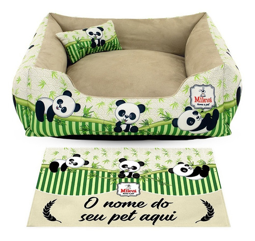 Kit Cama De Cachorros Gatos 3 Pçs Camurcinha Panda - Grande