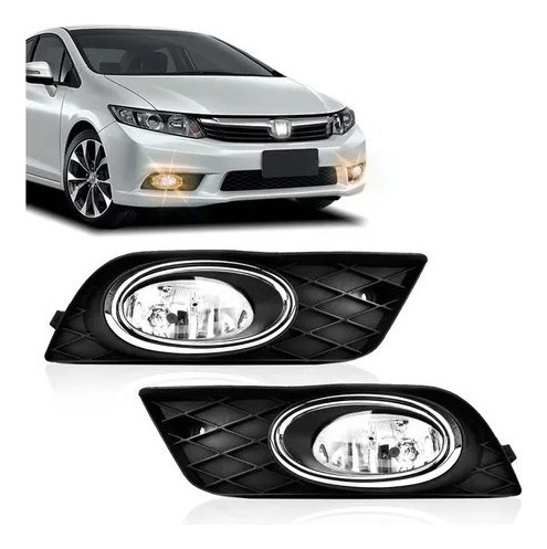 Par Farol Auxiliar Honda Civic 2012 2013 2014 2015 Aro Cromo