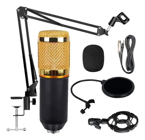 comprar Micrófono Con Brazo Estudio Condensador Anti Pop Podcast Color Negro Con Dorado