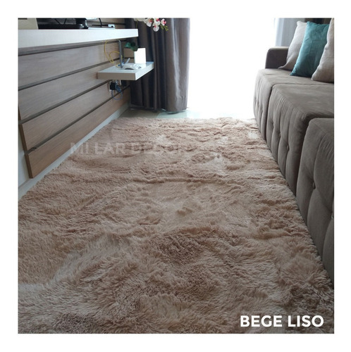 Alfombra de felpa para sala de estar dormitorio cocina bar peludo 1,50 por 1,00 color beige liso Costa Oro Shaggy