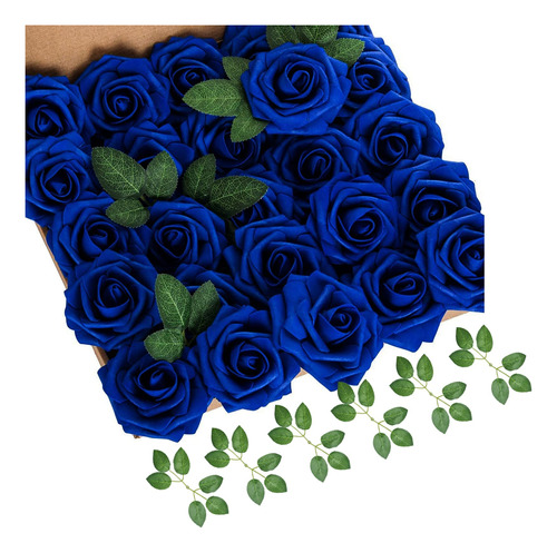 Cosybeau Rosa Azul Real Cerca Marino Flor Artificial 50 Para