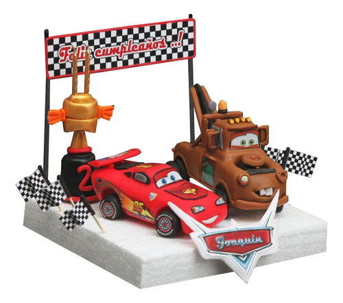 Rayo Mc Queen Combo Cars Mater, Adorno Torta 12cm