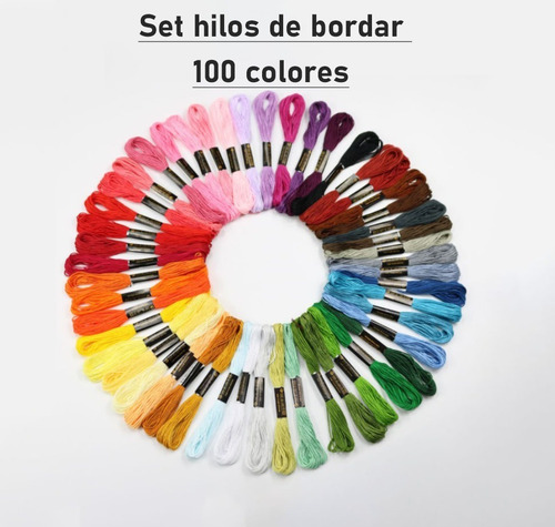 Set 100 Hilos Para Bordar 100 Colores Seda