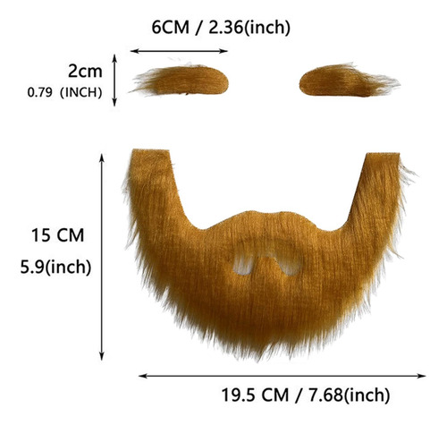 3 Conjunto De Barba Y Cejas Postizas, Amarillo Marron