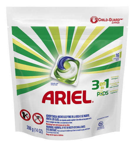Ariel Pods 3 en 1 detergente en cápsulas 16 unidades