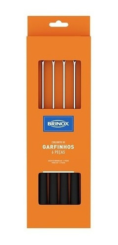Imagem 2 de 2 de Conjunto Garfo Fondue/petisco 6 Pcs Preto Brinox 2051/324