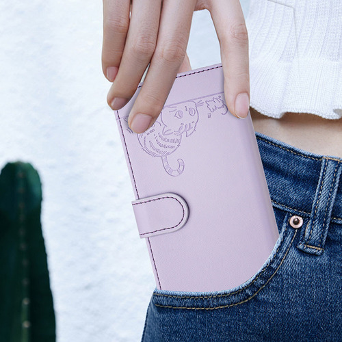 Bonita Funda De Piel De Gato Para Zte Blade A52/a53/a53 Pro/a53+/a55, Bonita Mujer Con Cierre Magnético