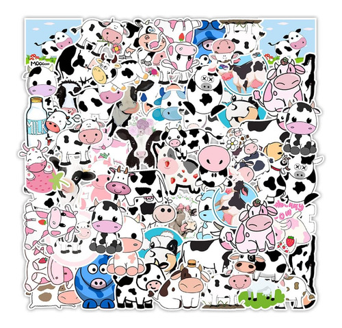 50pcs Cute Cow Stickers Waterproof Decals For Bottles C...