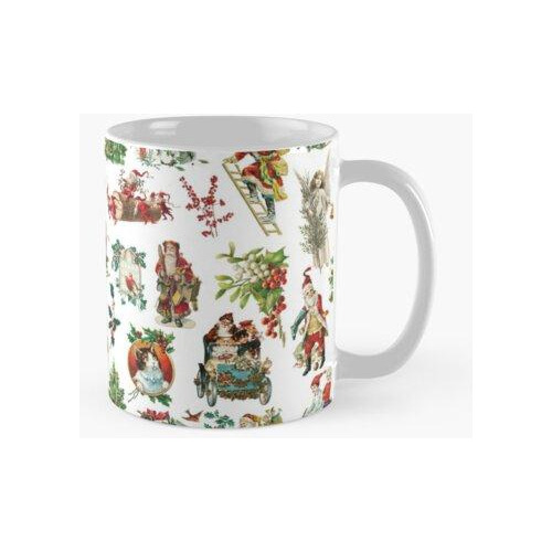 Taza Patrón De Vacaciones De Navidad Retro Vintage Calidad P