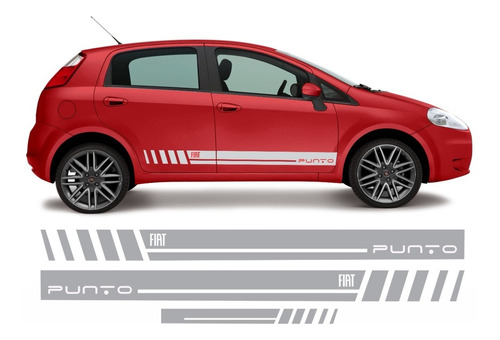 Kit Adesivo Faixa Lateral Compatível Punto- Fiat Cores