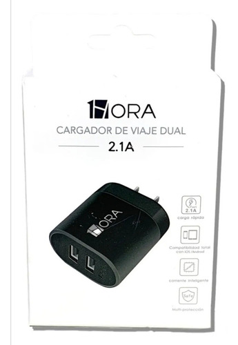 Cubo Cargador Pared 1hora 5v Carga Rapida 2.1a Doble Usb