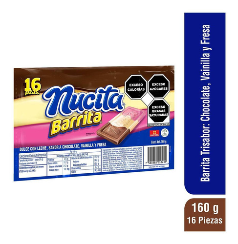 5 Paquetes De Chocolate Nucita Barrita Trisabor 16 Piezas Cu