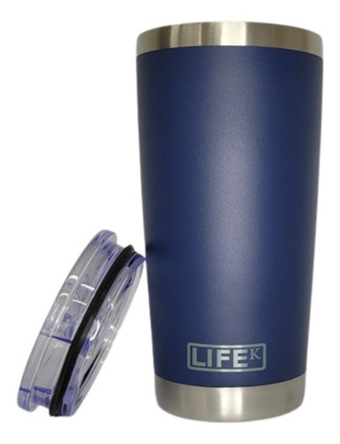 Copo Térmico Inox Parede Dupla Vácuo Com Tampa Tritan Cor Azul-marinho