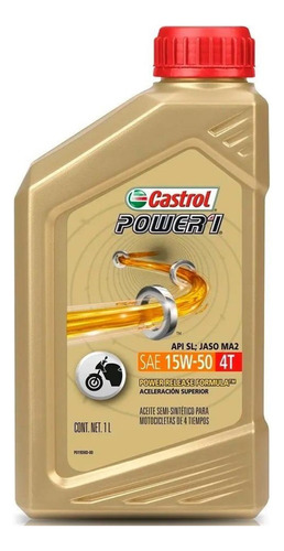 Aceite P/moto Power 1 4t 15w50 1l X16u Castrol