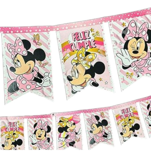 Banderín Cumpleaños Minnie Mouse Rosa Minnie Mouse