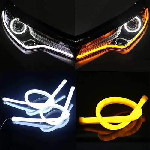 Tira Led Flexible 60cm Instalado Pestaña Led Cualquier Auto