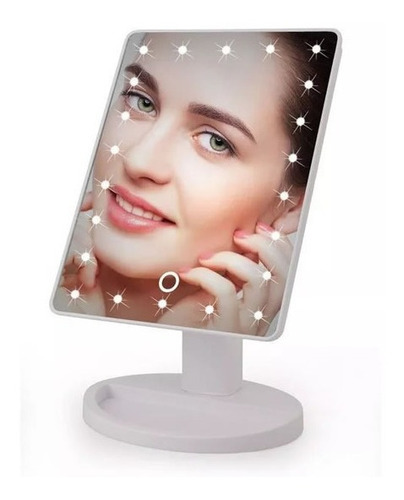 Espejo De Maquillaje Con 22 Luces Led; Carga Con Usb Rectang