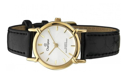 Relógio Feminino Dourado Champion Pulseira Couro Pequeno