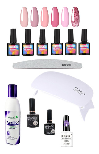 Kit Lampara Secado De Uñas Mini + Esmaltes Semipermanentes