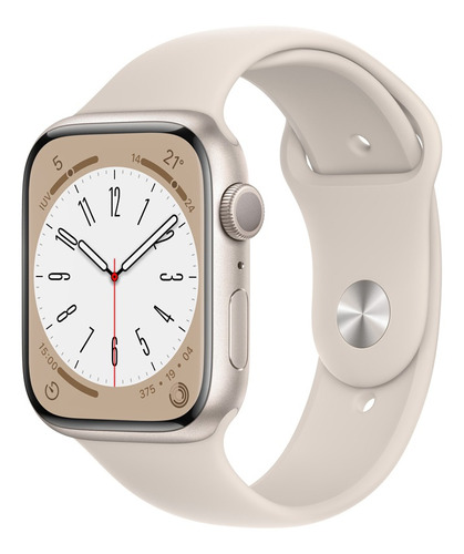 Imagen 1 de 9 de Apple Watch Series 8 GPS - Caja de aluminio blanco estelar 45 mm - Correa deportiva blanco estelar - Patrón