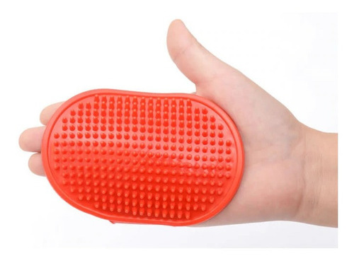 Almohaza Cepillo De Goma Ovalado Para Perros - Color Rojo