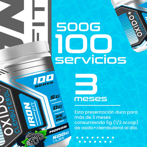 Oxido Nítrico + Clembu Pre Entreno 500g Iron Fit 100 Servs Moras