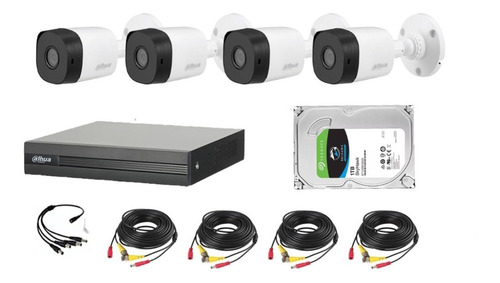 Kit Seguridad Dahua Hd Dvr 4ch 4 Camaras Bullet Disco 1t Cab