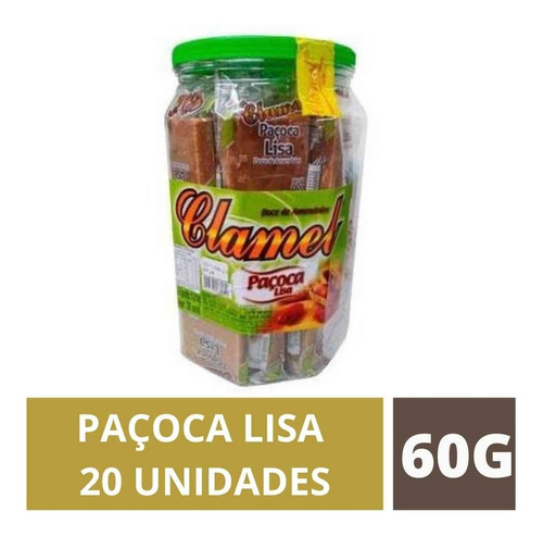 Doce Amendoim Paçoca Lisa Clamel Pote Com 20 Unidades De 60g