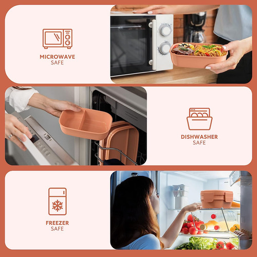 Caja Bento Fiambrera Para Adultos, Envase De 3 Apilables...