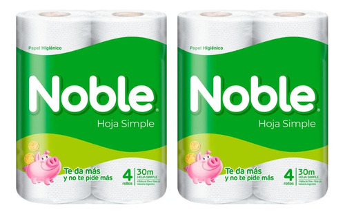 Papel Higiénico Noble Hoja Simple 4 X 30mts Pack X2u