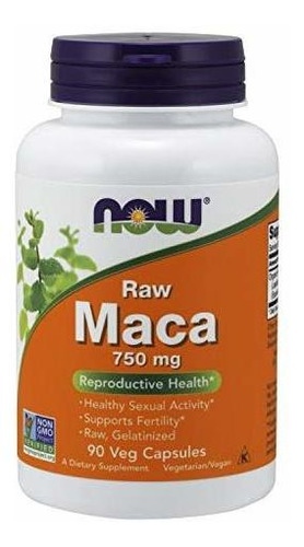 Ahora Maca 750 Mg Crudo, 90 Capsulas Vegetales.