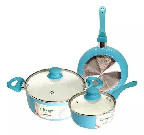 Set Cocina Ollas Ceramica Antiadherente 6pz