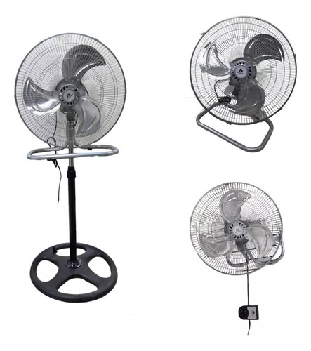 Ventilador De Pedestal 18 Pulgadas 3 En 1 Metalico 2 Piezas Estructura Negro Aspas Gris Diámetro 45 Cm Material De Las Aspas Metal