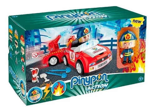 Pinypon Action Auto Bomberos + Figura + Lanzador