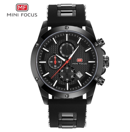 Relógio Masculino Borracha Preto Mini Focus Frete Grátis !!!