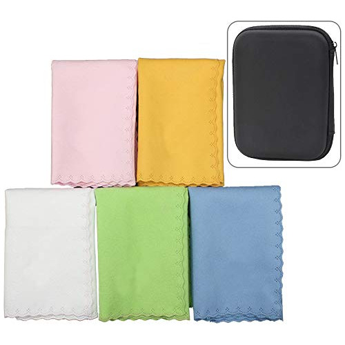 Luvay 5pcs Microfiber Pulido Ropa De Limpieza Con Caso (eva