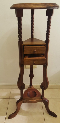 Pedestal Portamaceta Torre Mesa Tripl Auxiliar Cedro Antiguo (Usado)