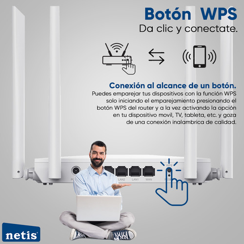 Netis Router Wifi Nc21 De 1200 Mbps / Modos Router - Access Point - Wisp - Repetidor / 4 Antenas 5 Dbi Y Puerto Gigabit / Enrutador Inalámbrico
