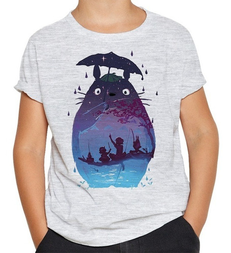 Remera De Niño Totoro Ghibli Diseños M1 Gris