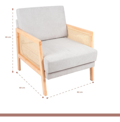 Sillon Madera Rattan Harmony - Gris