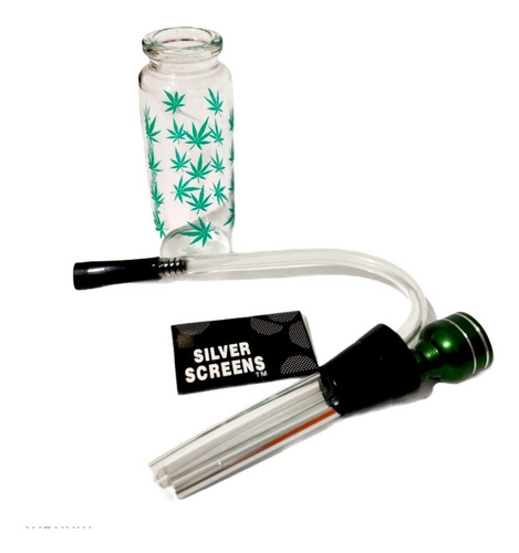 Imagen 3 de 8 de 2 Mini Bongs De Bolsillo De Vidrio Con Manguera + Rejillas