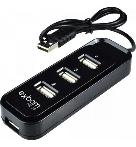 Hub Usb 2.0 4 Portas Uh-20 Preto Exbom Extensor High Speed